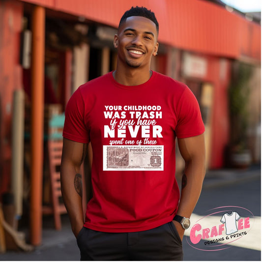 Trash Childhood Food Stamp Graphic T-Shirt - Craftee Designs & Prints